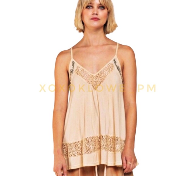 POL Honey Gold Boho Embroidered Racerback Tank Top - Picture 4 of 9